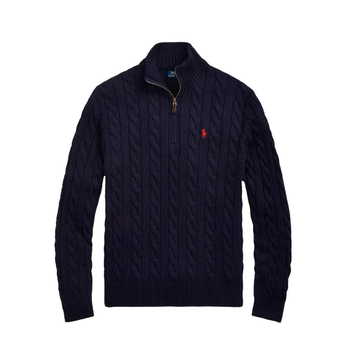 "RL" Cable Knit Quarter Zip