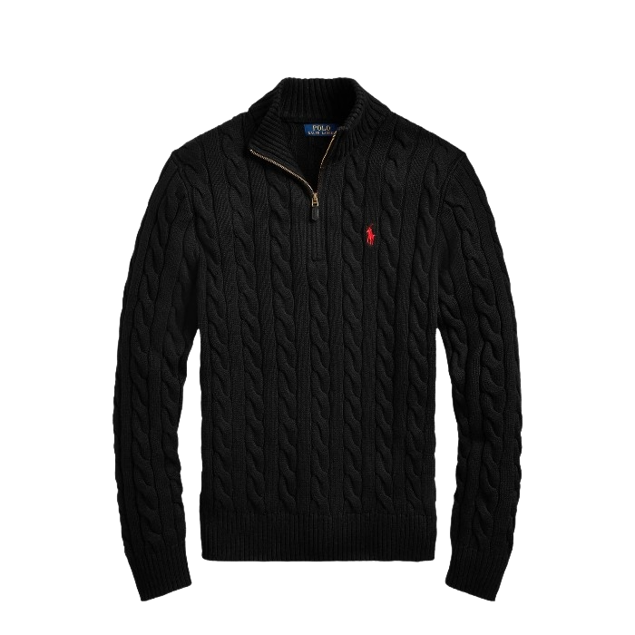 "RL" Cable Knit Quarter Zip