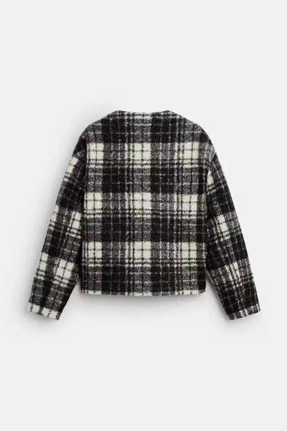V Neck Flannel Jacket