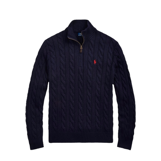 "RL" Cable Knit Quarter Zip